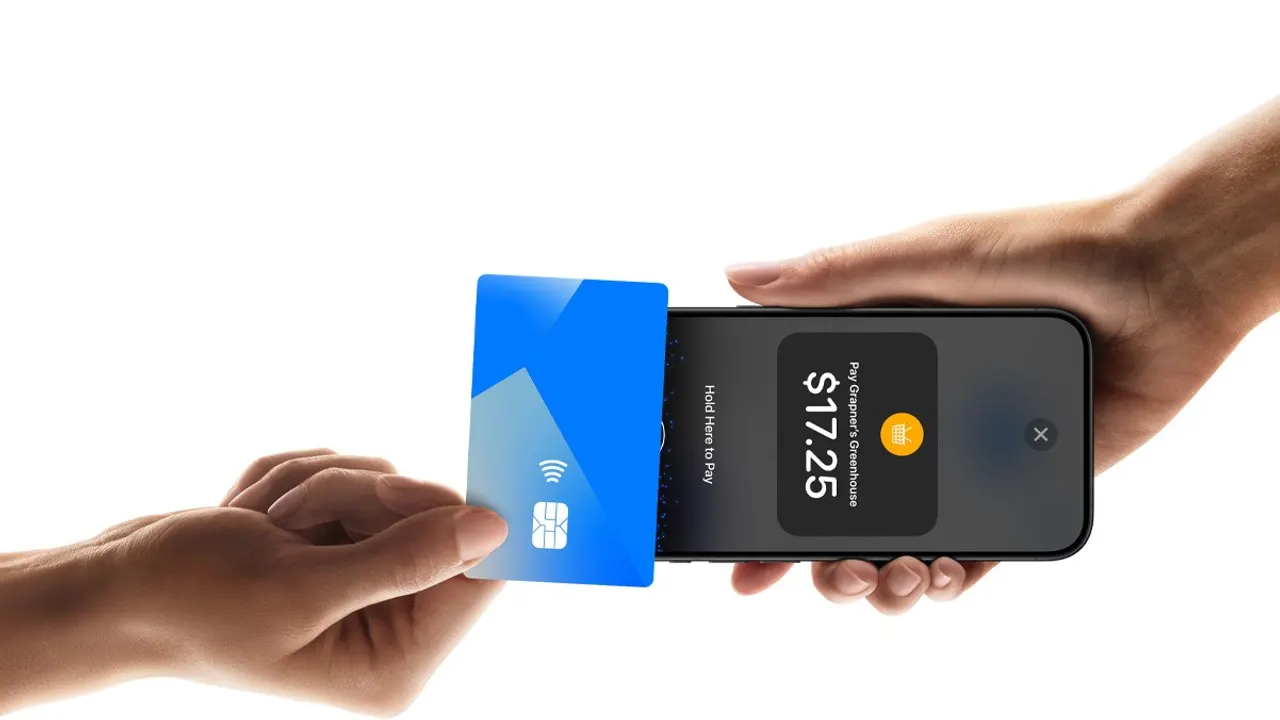 Paying with a card on a phone