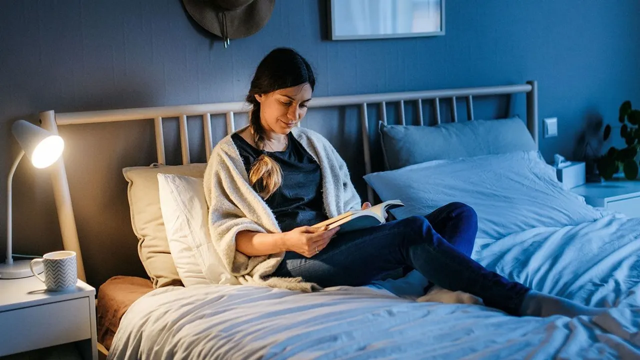 Reading on an e-reader in bed